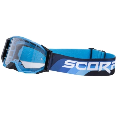 Scorpion E24 modro-černé motokrosové brýle s čirým plexi