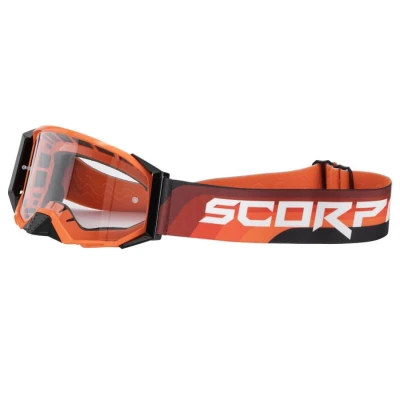 Scorpion E24 oranžovo-černé motokrosové brýle s čirým plexi