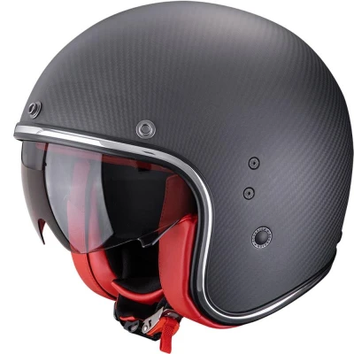 Scorpion Belfast EVO Carbon Solid matná černo-červená otevřená helma na motorku