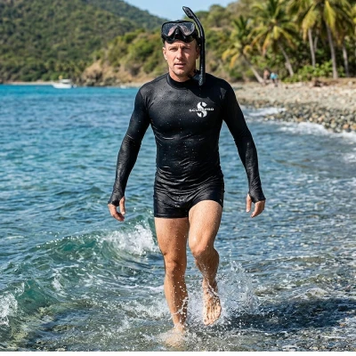 Scubapro Pánské lycrové triko RASHGUARD BLACK SWIM UPF50, dlouhý rukáv