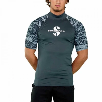 Scubapro Pánske lycrové tričko RASHGUARD GRAPHITE UPF50, krátky rukáv