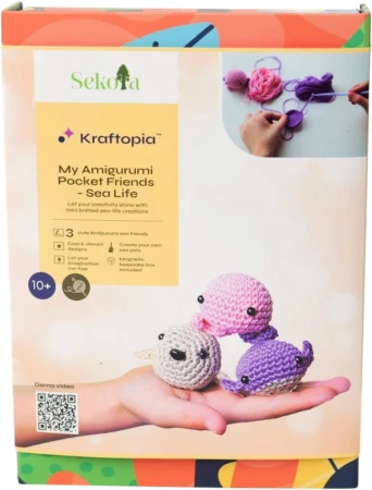 SEKOIA Kraftopia háčkování Mořská zvířátka kreativní sada s přízí a nástroji