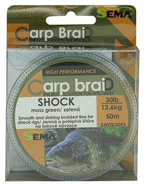 Sema Shock zelená 50 m 20 lbs / 9,1 kg pletená šňůra