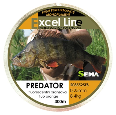 Sema Predator oranžový rybářský vlasec 300 m, průměr 0,30 mm, nosnost 11,9 kg