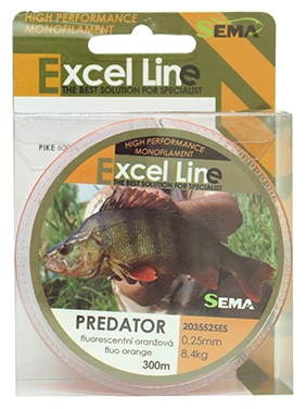 Sema Predator oranžový rybářský vlasec 300 m, průměr 0,30 mm, nosnost 11,9 kg