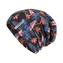 Sensor Čepice Merino Impress Černá/floral Sensor Čepice Merino Impress Černá/floral