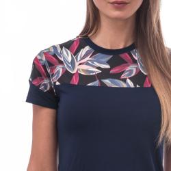 Sensor Coolmax Impress Deep Blue/leaves dámské funkční tričko