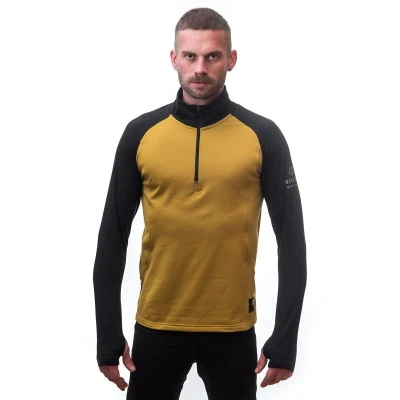 Sensor Coolmax Thermo mustard/černá pánská mikina se zipem