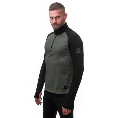 SENSOR Coolmax Thermo pánská mikina zip Olive Green/černá