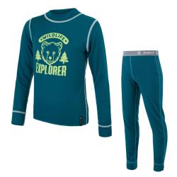 Sensor Double Face Set Wild Dětský Triko Dl.rukáv + Spodky Safír