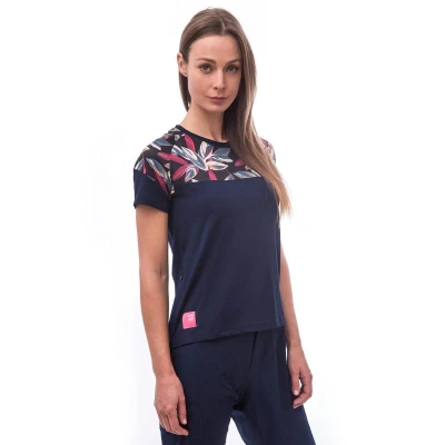 Sensor Helium Deep Blue/leaves dámský cyklistický dres