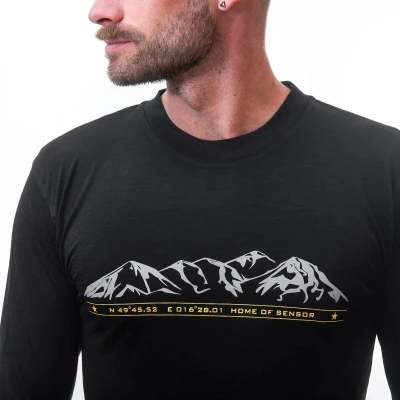 Sensor Merino Active Pt Mountains Černá pánské funkční tričko
