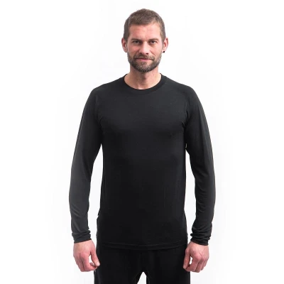 SENSOR Merino Active No Logo pánské černé triko dl. rukáv Raglan