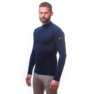 SENSOR Merino Active pánské triko dl.rukáv zip Deep Blue