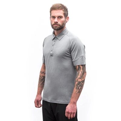 SENSOR Merino Active Polo pánské šedé triko kr.rukáv