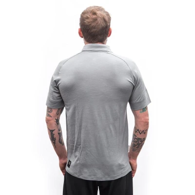 SENSOR Merino Active Polo pánské šedé triko kr.rukáv