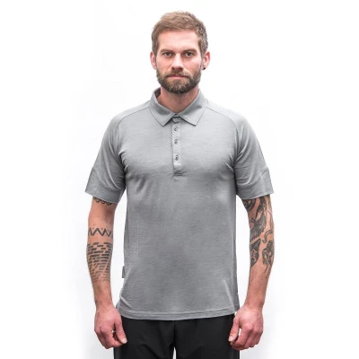 SENSOR Merino Active Polo pánské šedé triko kr.rukáv