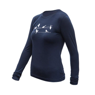 SENSOR Merino Active Songbirds dámske tričko dl.rukáv Deep Blue SENSOR Merino Active Songbirds dámske tričko dl.rukáv Deep Blue