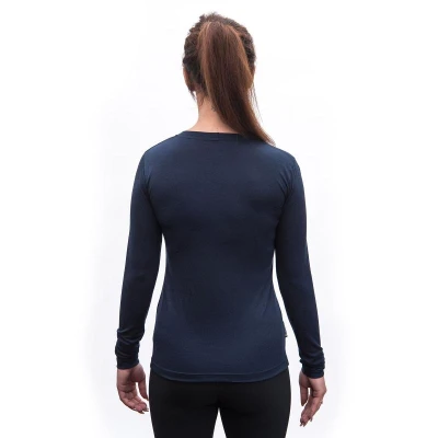SENSOR Merino Active Songbirds dámske tričko dl.rukáv Deep Blue
