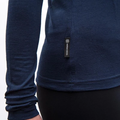 SENSOR Merino Active Songbirds dámske tričko dl.rukáv Deep Blue
