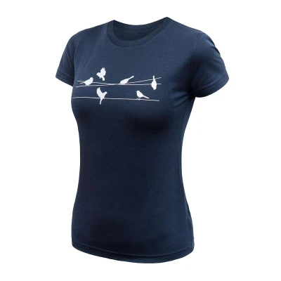 SENSOR Merino Active Songbirds dámske tričko kr. rukáv Deep Blue SENSOR Merino Active Songbirds dámske tričko kr. rukáv Deep Blue