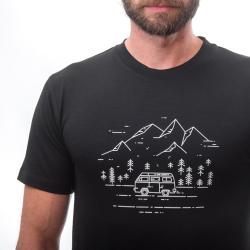 SENSOR Merino Active Van Life pánské černé triko kr.rukáv