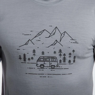 SENSOR Merino Active Van Life pánské šedé triko kr.rukáv