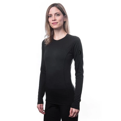 SENSOR Merino Air dámske čierne tričko dl.rukáv