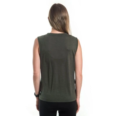 SENSOR Merino Air Fox dámské triko bez rukávu Olive Green POUZE S (VÝPRODEJ)