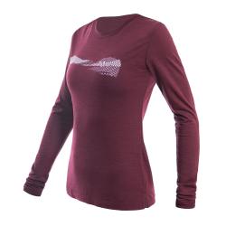 SENSOR Merino Air Hills dámske tričko dl.rukáv Port Red