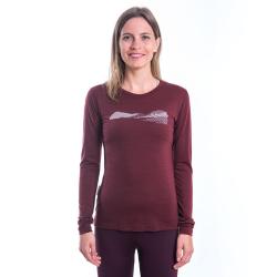 SENSOR Merino Air Hills dámske tričko dl.rukáv Port Red