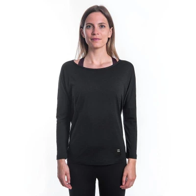 SENSOR Merino Air Traveller dámske čierne tričko dl.rukáv