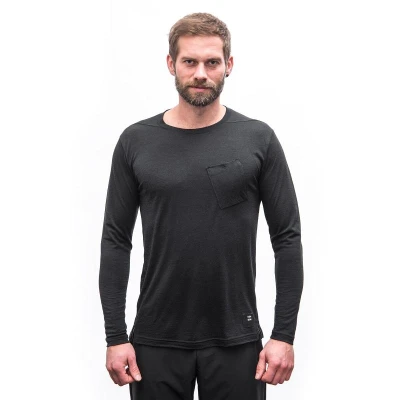 SENSOR Merino Air Traveller pánské černé triko dl.rukáv