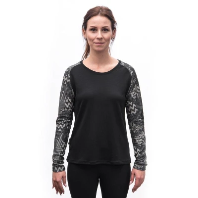 SENSOR Merino Blend Impress dámské triko dl.rukáv černá/zebra