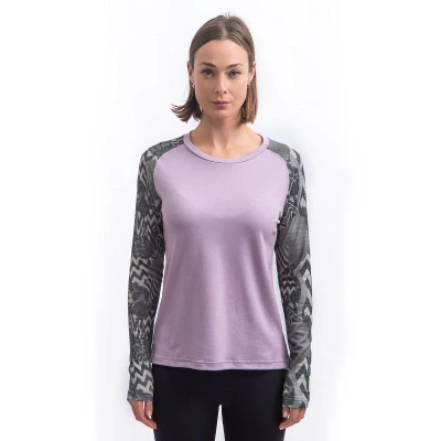 SENSOR Merino Blend Impress dámské triko dl.rukáv Mystic Violet/zebra