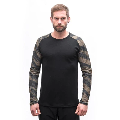 SENSOR Merino Blend Impress pánské triko dl.rukáv černá/brush