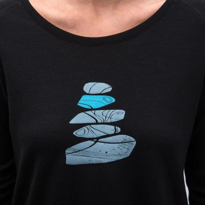 SENSOR Merino Blend Stone dámské černé triko dl.rukáv