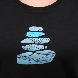 SENSOR Merino Blend Stone dámske čierne tričko kr.rukáv