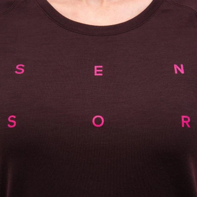 SENSOR Merino Blend Typo dámské triko kr.rukáv Port Red