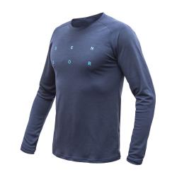 SENSOR Merino Blend Typo pánske tričko dl.rukáv Deep Blue