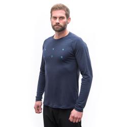 SENSOR Merino Blend Typo pánské triko dl.rukáv Deep Blue