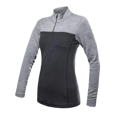 SENSOR Merino Bold Anthracite/cool Gray zip dámske tričko SENSOR Merino Bold Anthracite/cool Gray zip dámske tričko