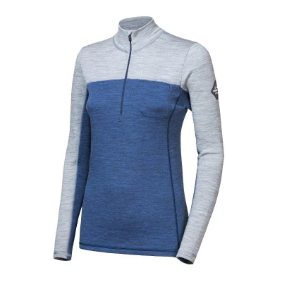 SENSOR Merino Bold Zip Cool Blue/cool Gray dámske tričko
