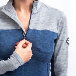 SENSOR Merino Bold Zip Cool Blue/cool Gray dámske tričko