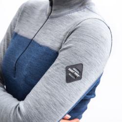 SENSOR Merino Bold Zip Cool Blue/cool Gray dámske tričko
