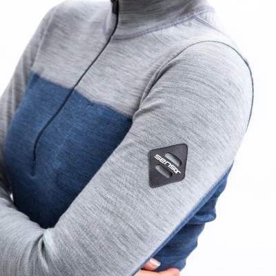SENSOR Merino Bold Zip Cool Blue/cool Gray dámske tričko