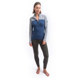 SENSOR Merino Bold Zip Cool Blue/cool Gray dámske tričko