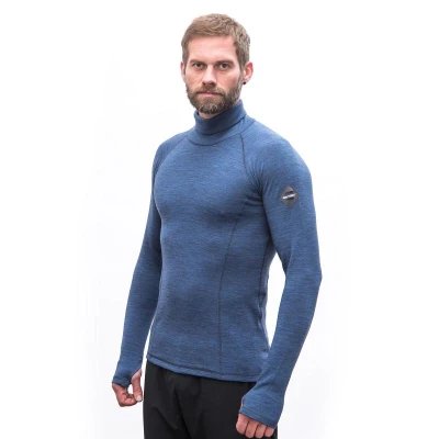SENSOR Merino Bold Roll Neck Cool Blue pánské tričko
