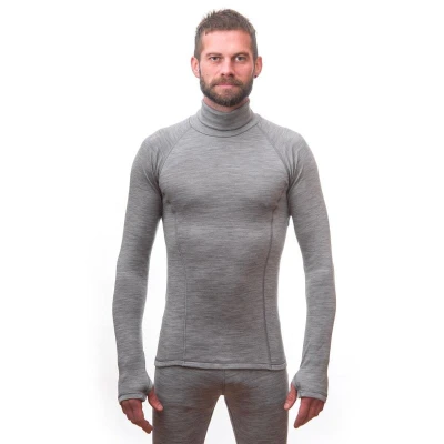 SENSOR Merino Bold Roll Neck Cool Gray pánské tričko