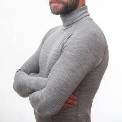 SENSOR Merino Bold Roll Neck Cool Gray pánské tričko
